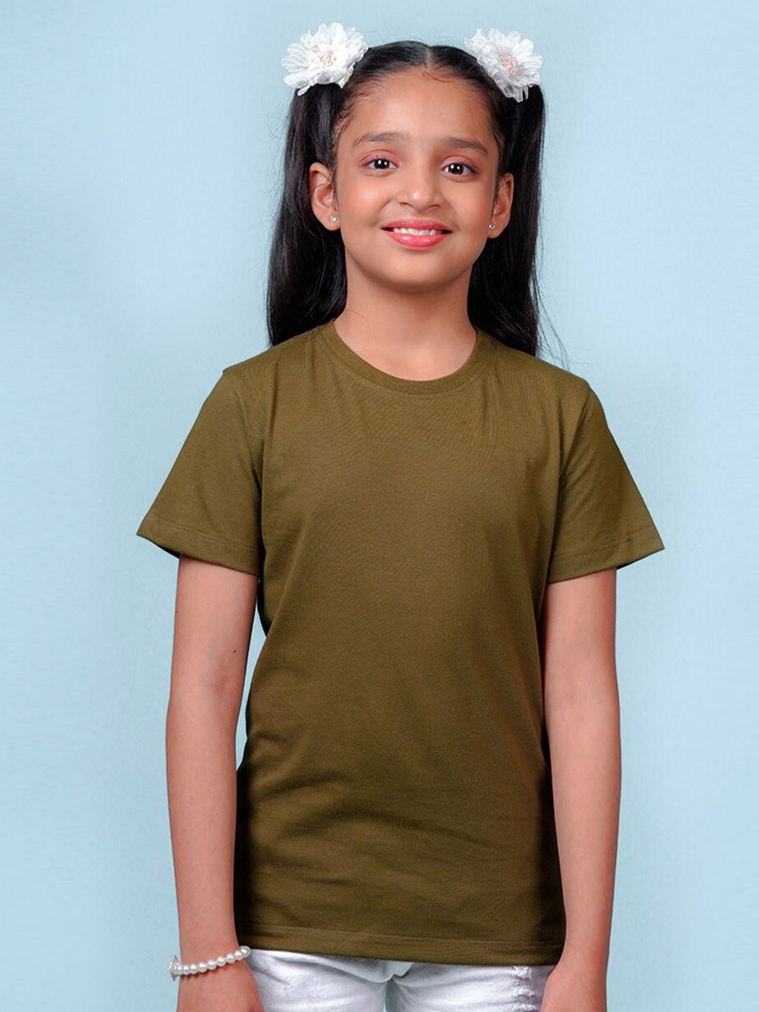 

NUSYL Girls Round Neck Short Sleeves T-shirt, Green