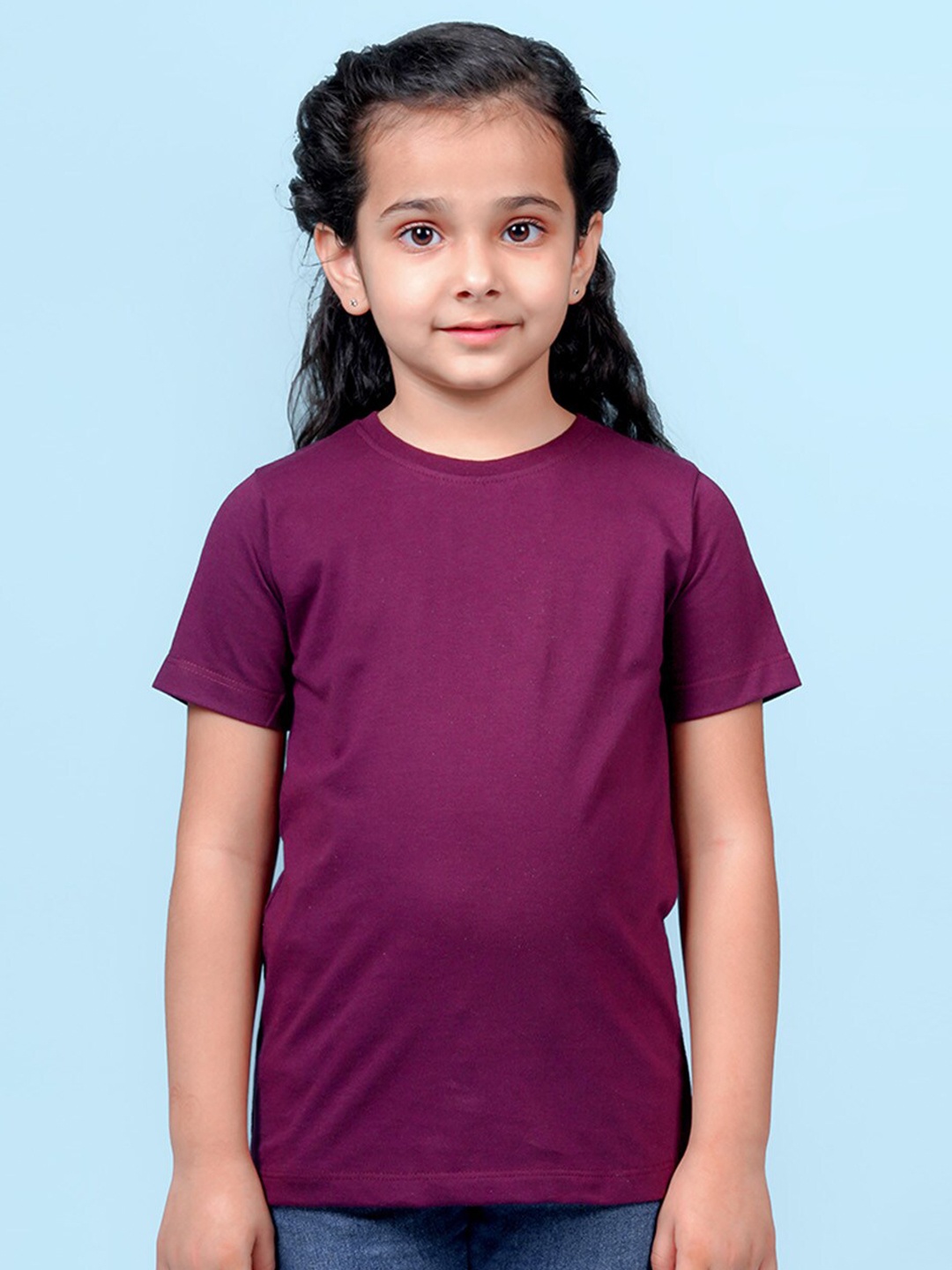 

NUSYL Girls Round Neck Short Sleeves T-shirt, Purple