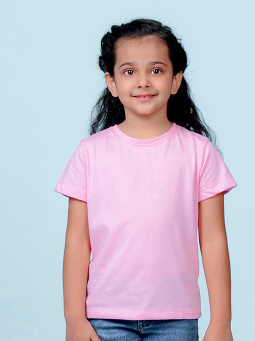 

NUSYL Girls Round Neck Short Sleeves T-shirt, Pink