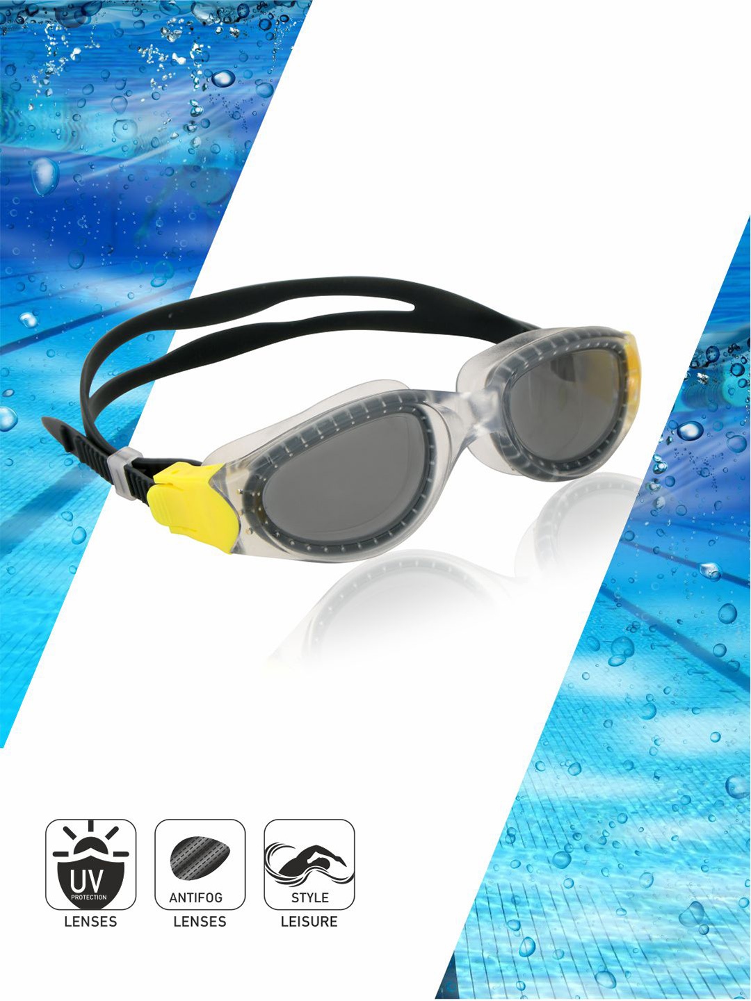 

NIVIA Uni-Pace Anti-Fog Swimwear Goggles, Black
