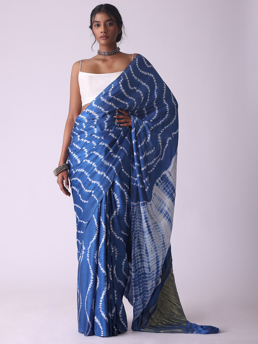 

KALKI Fashion Tie-dye Satin Saree, Blue