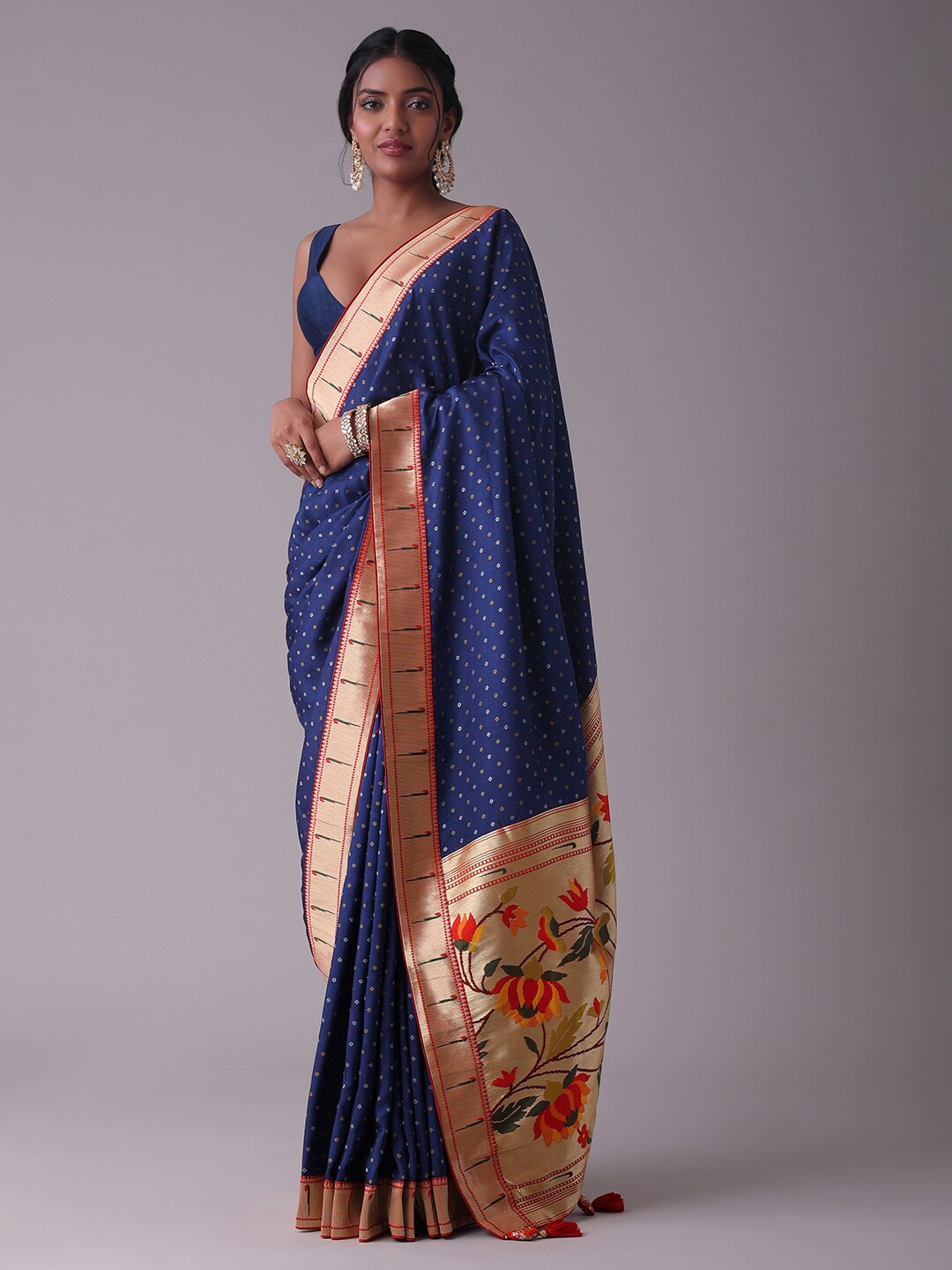 

KALKI Fashion Bandhani Zari Saree, Blue
