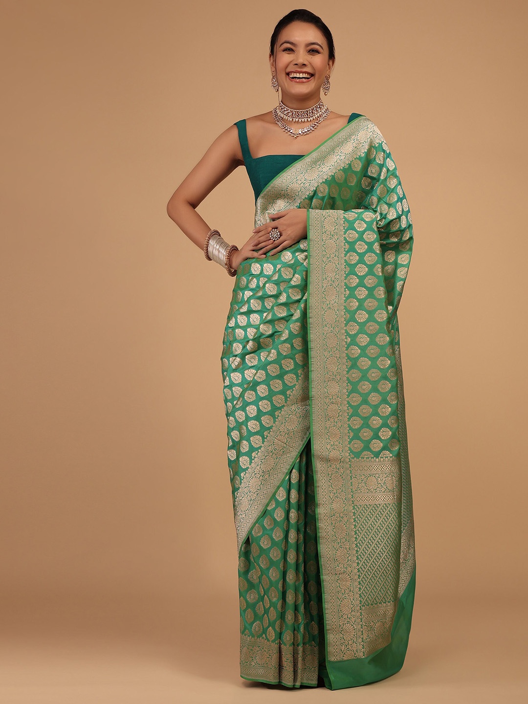 

KALKI Fashion Woven Design Zari Saree, Green