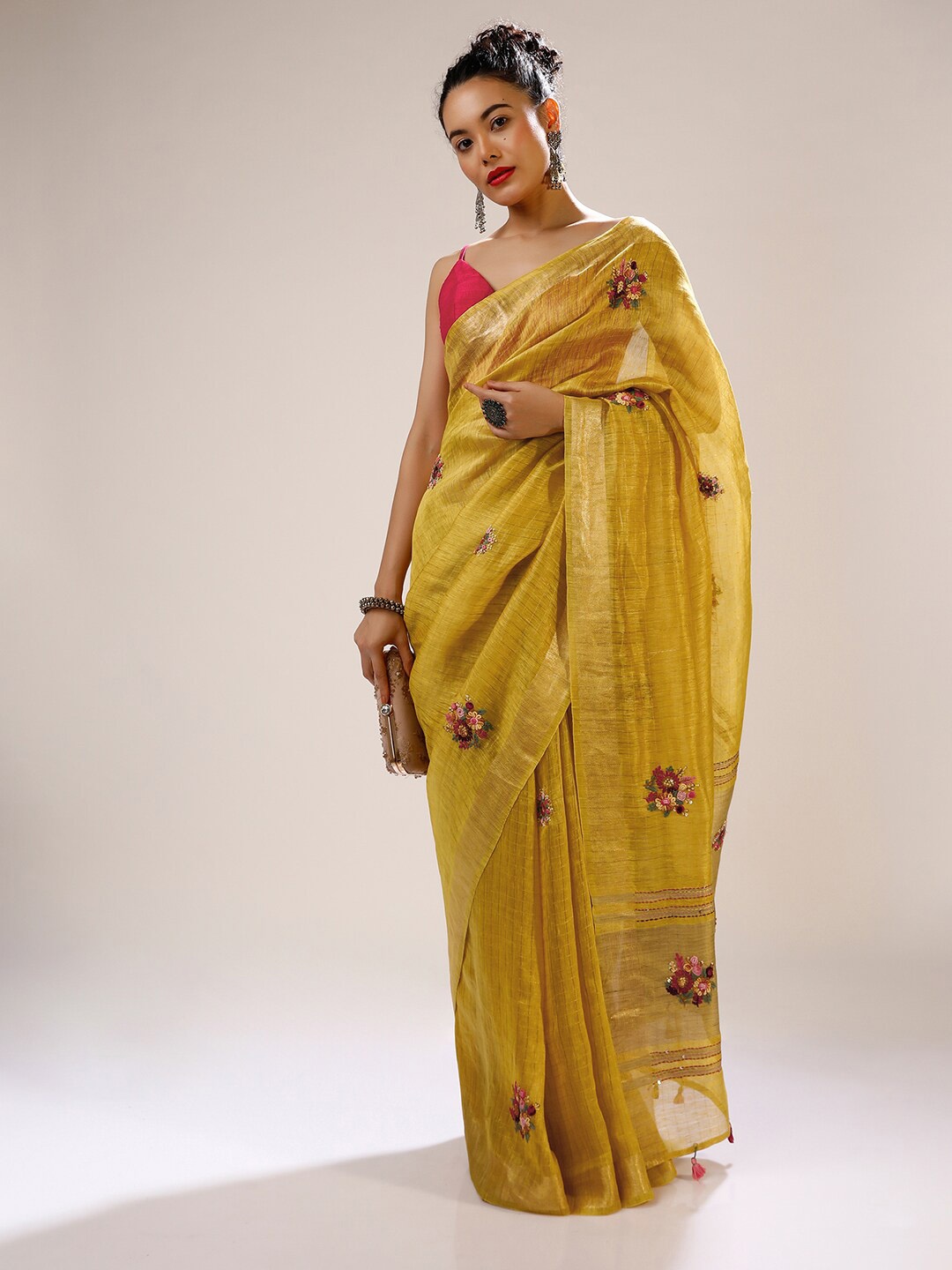 

KALKI Fashion Floral Zari Saree, Yellow