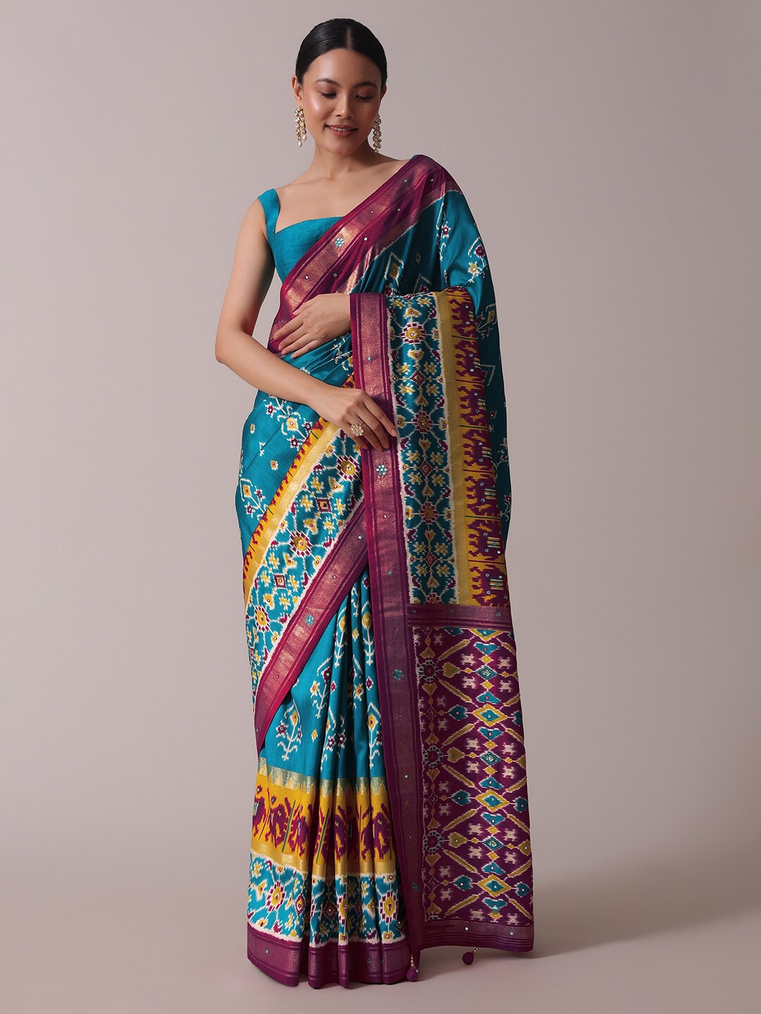 

KALKI Fashion Ethnic Motifs Woven Design Saree, Blue