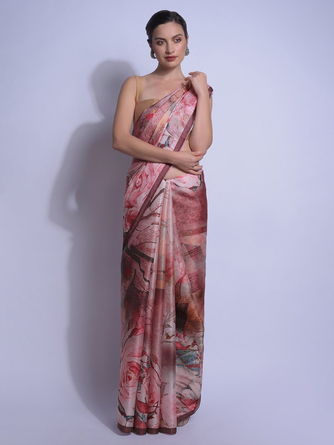 

KALKI Fashion Floral Printed Saree, Beige