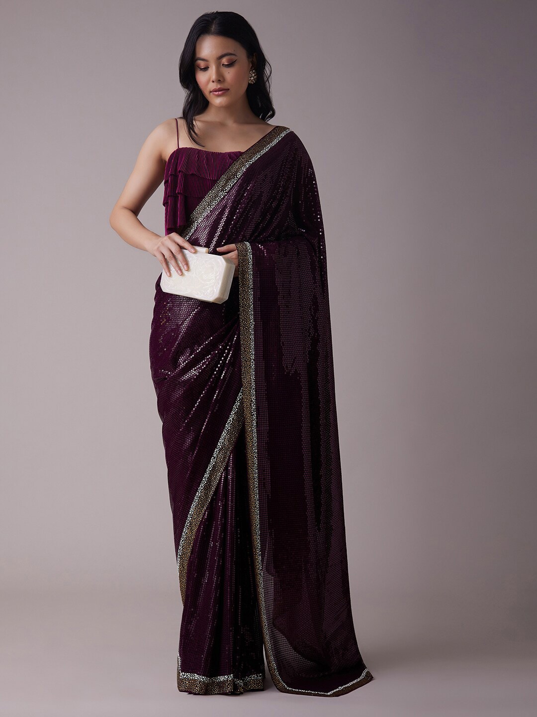 

KALKI Fashion Sequin Embellished Saree, Purple