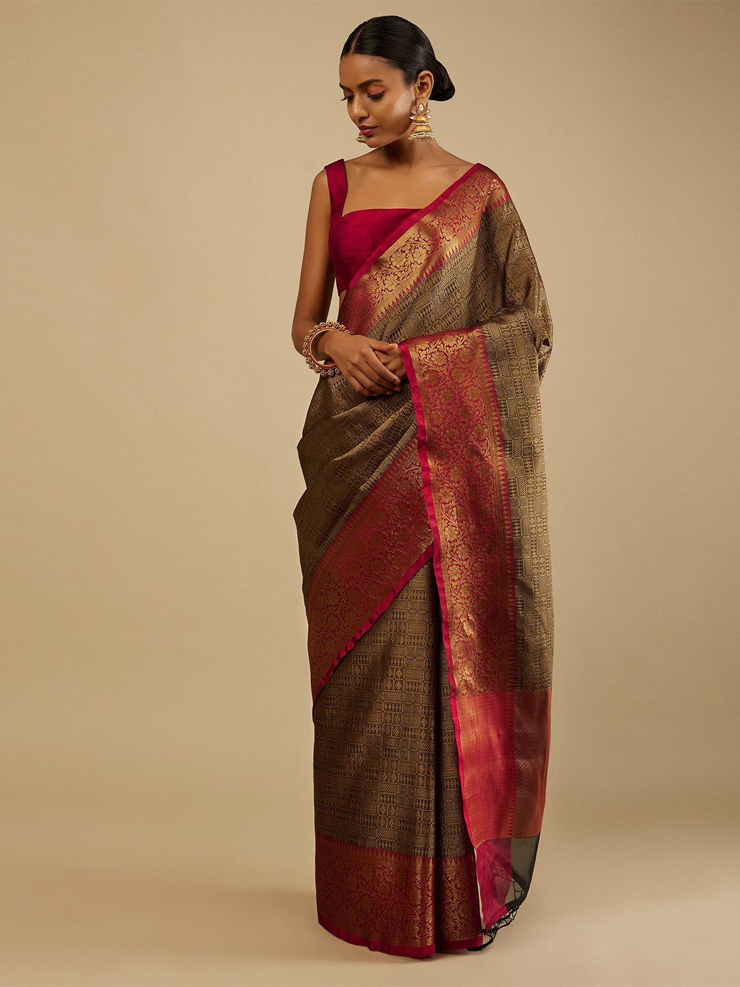 

KALKI Fashion Woven Design Zari Saree, Black