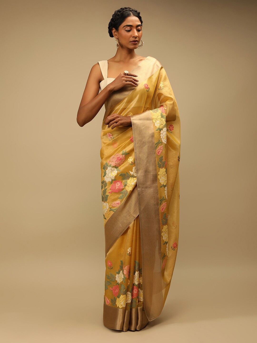 

KALKI Fashion Floral Zari Kota Saree, Yellow