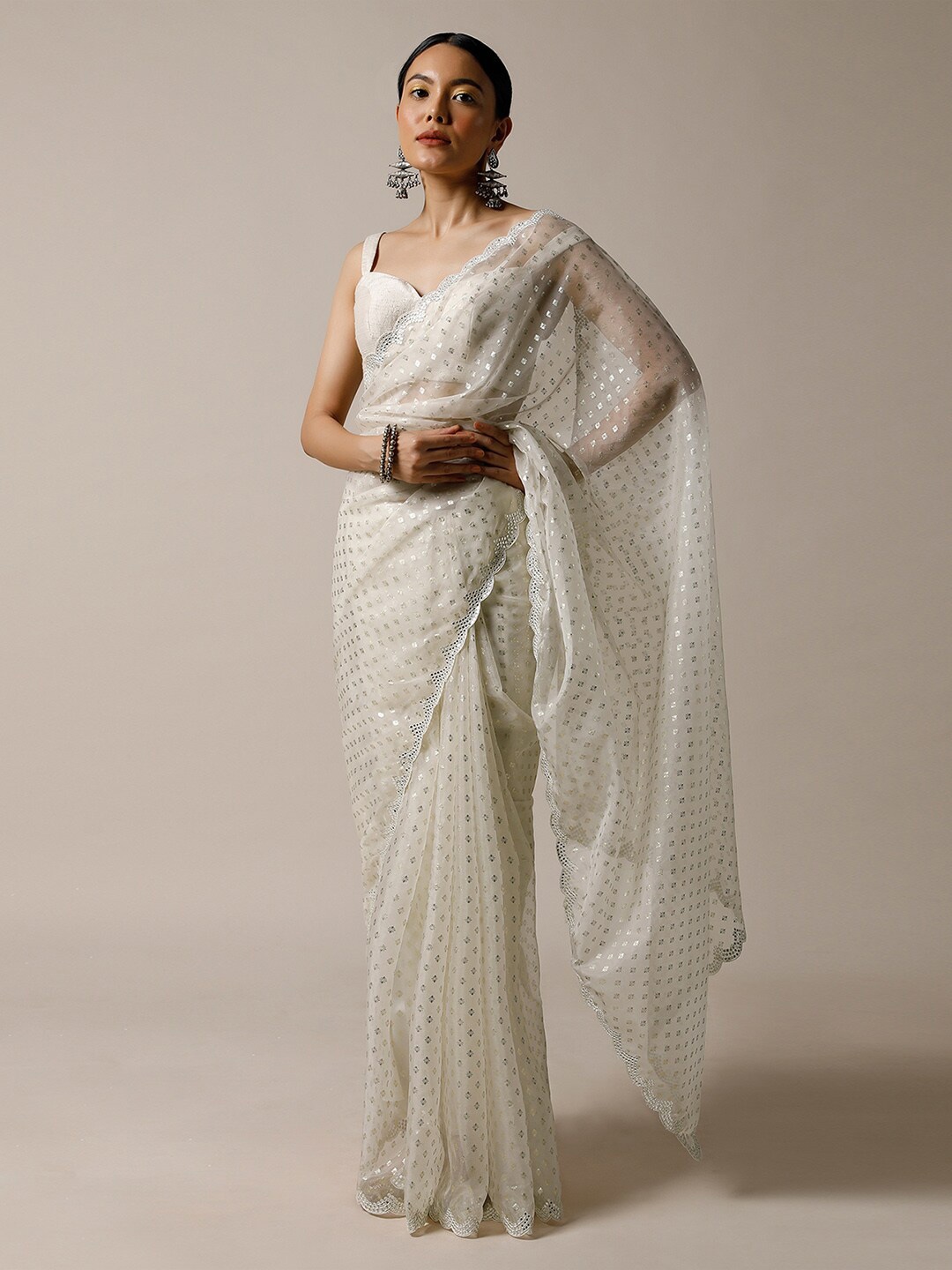 

KALKI Fashion Ethnic Motifs Organza Saree, White