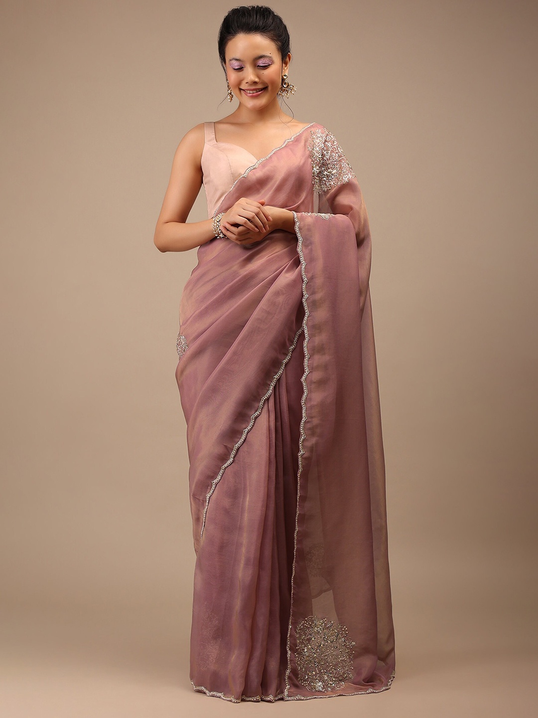 

KALKI Fashion Floral Sequinned Saree, Purple