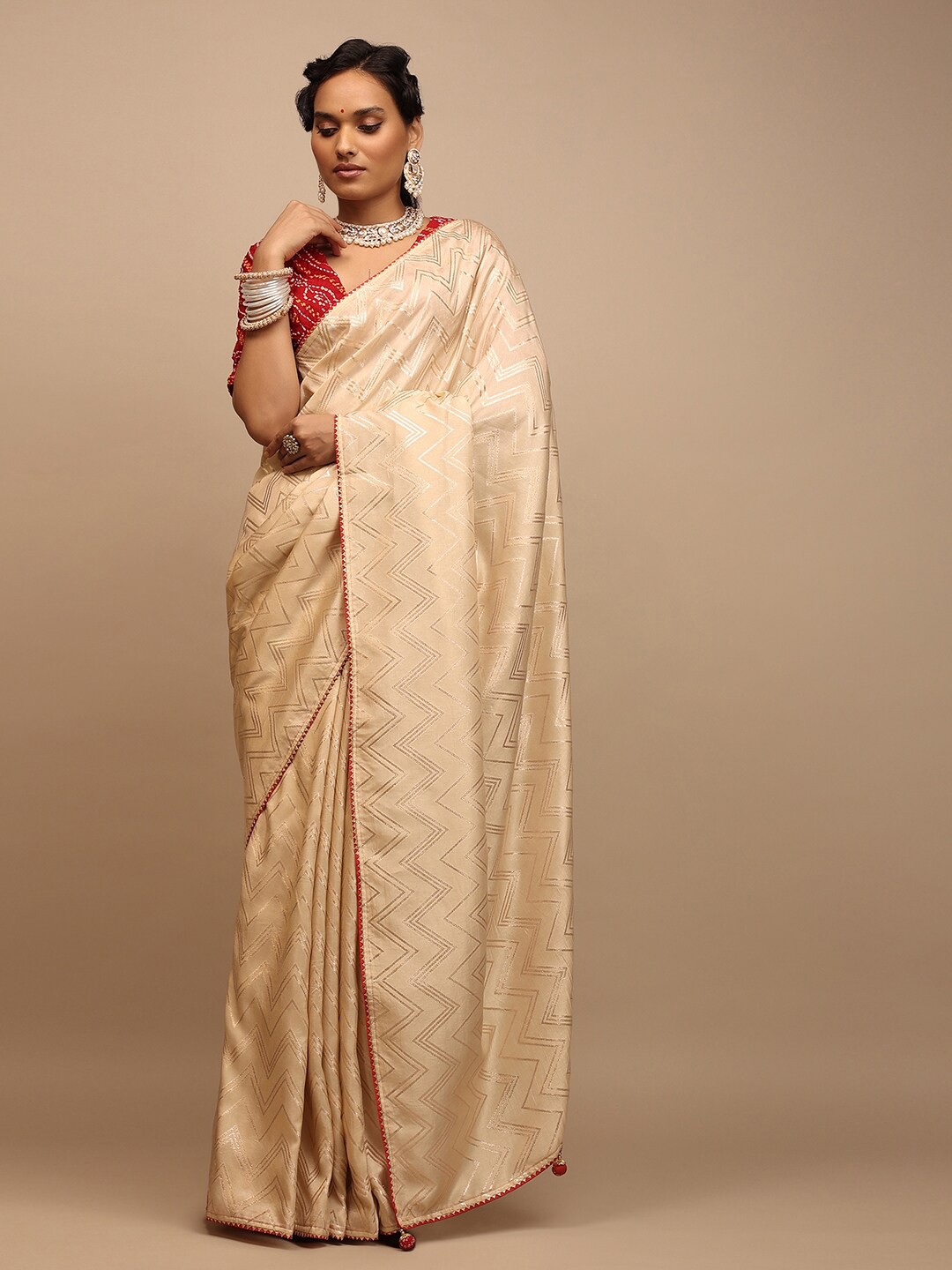

KALKI Fashion Woven Design Saree, Beige