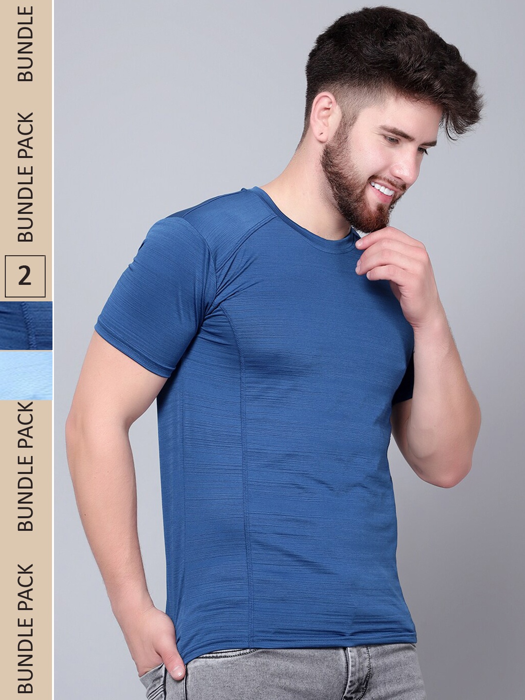 

DIAZ Pack Of 2 Round Neck T-shirt, Blue