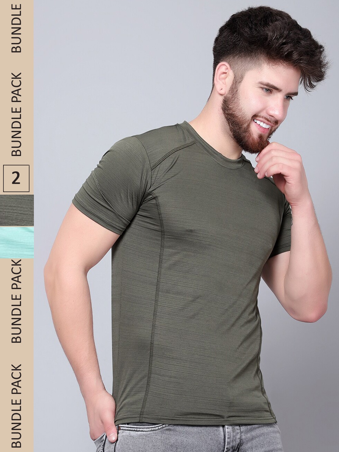 

DIAZ Pack Of 2 Round Neck T-shirt, Olive