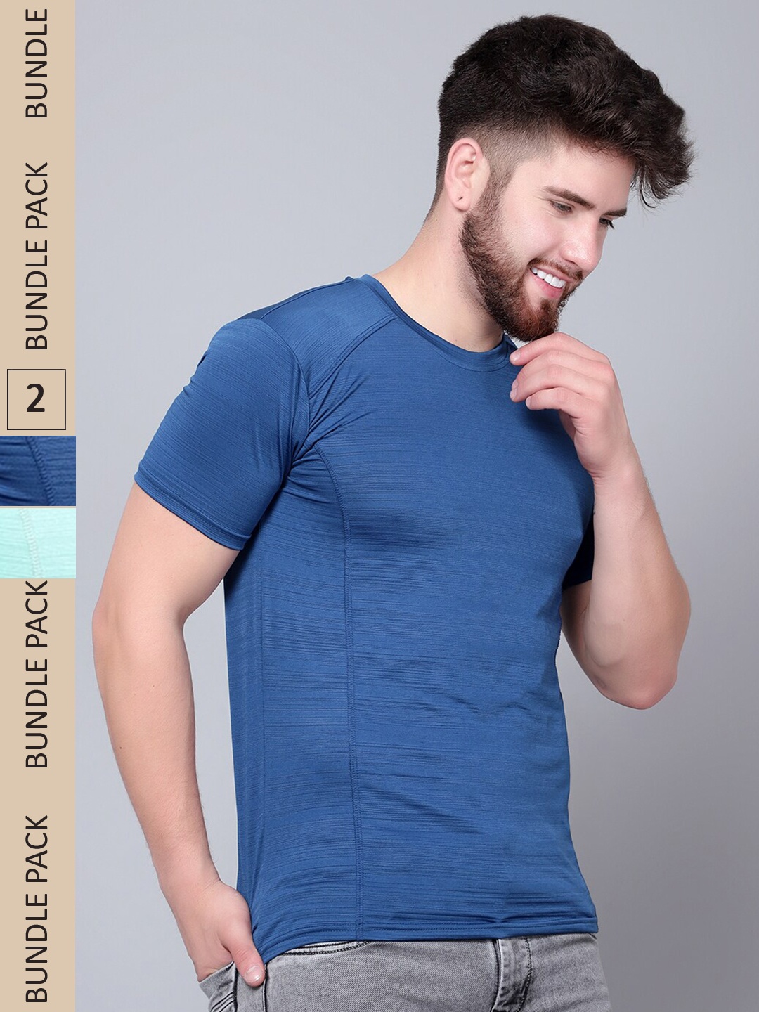 

DIAZ Pack Of 2 Round Neck T-shirt, Blue