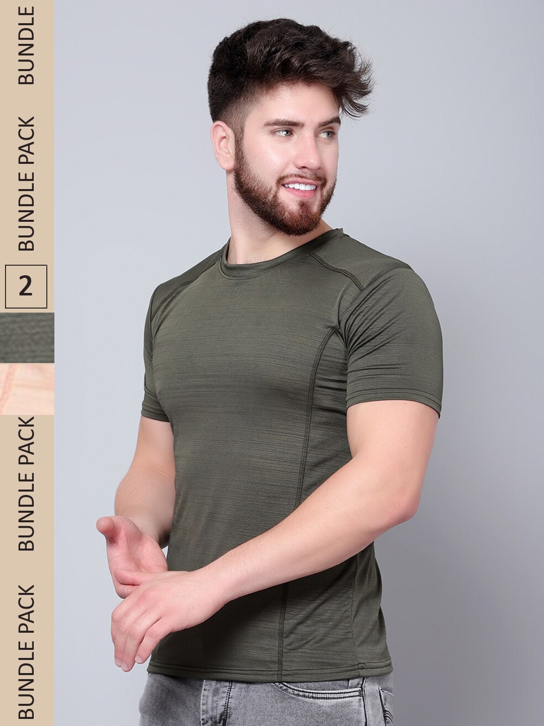 

DIAZ Pack Of 2 Round Neck T-shirt, Olive