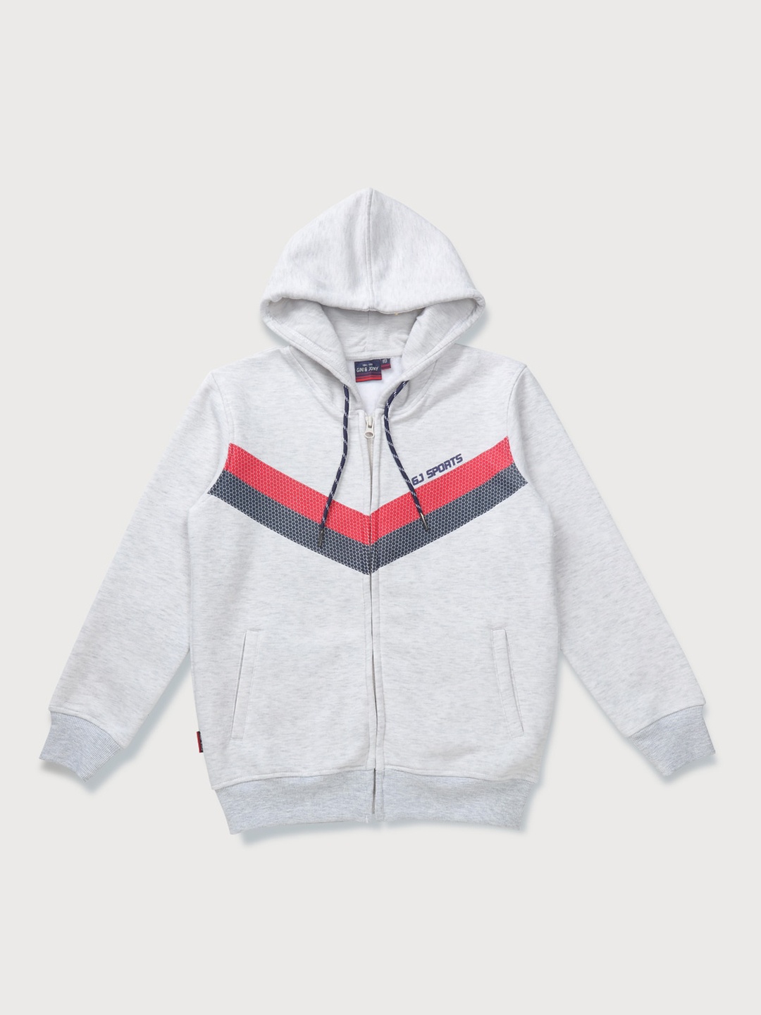 

Gini and Jony Boys Striped Fleece Hooded Bomber Jacket, Grey melange