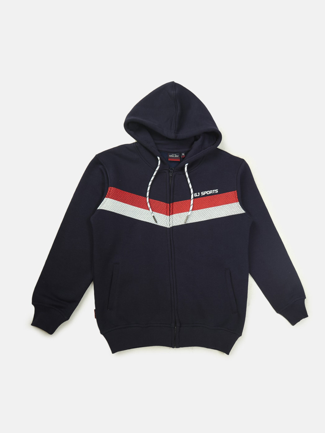 

Gini and Jony Boys Striped Hooded Fleece Bomber Jacket, Navy blue