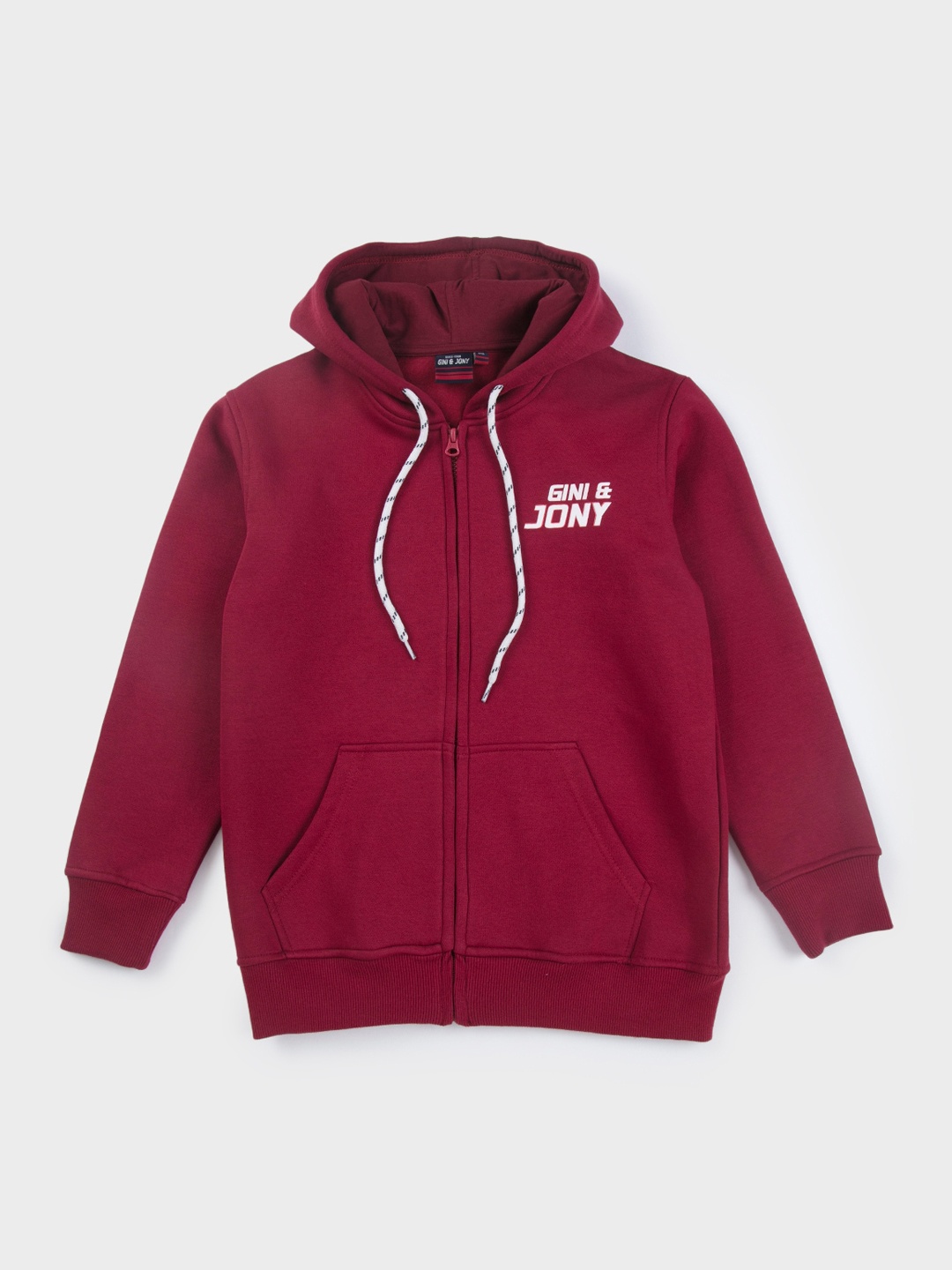 

Gini and Jony Boys Fleece Hooded Bomber Jacket, Maroon