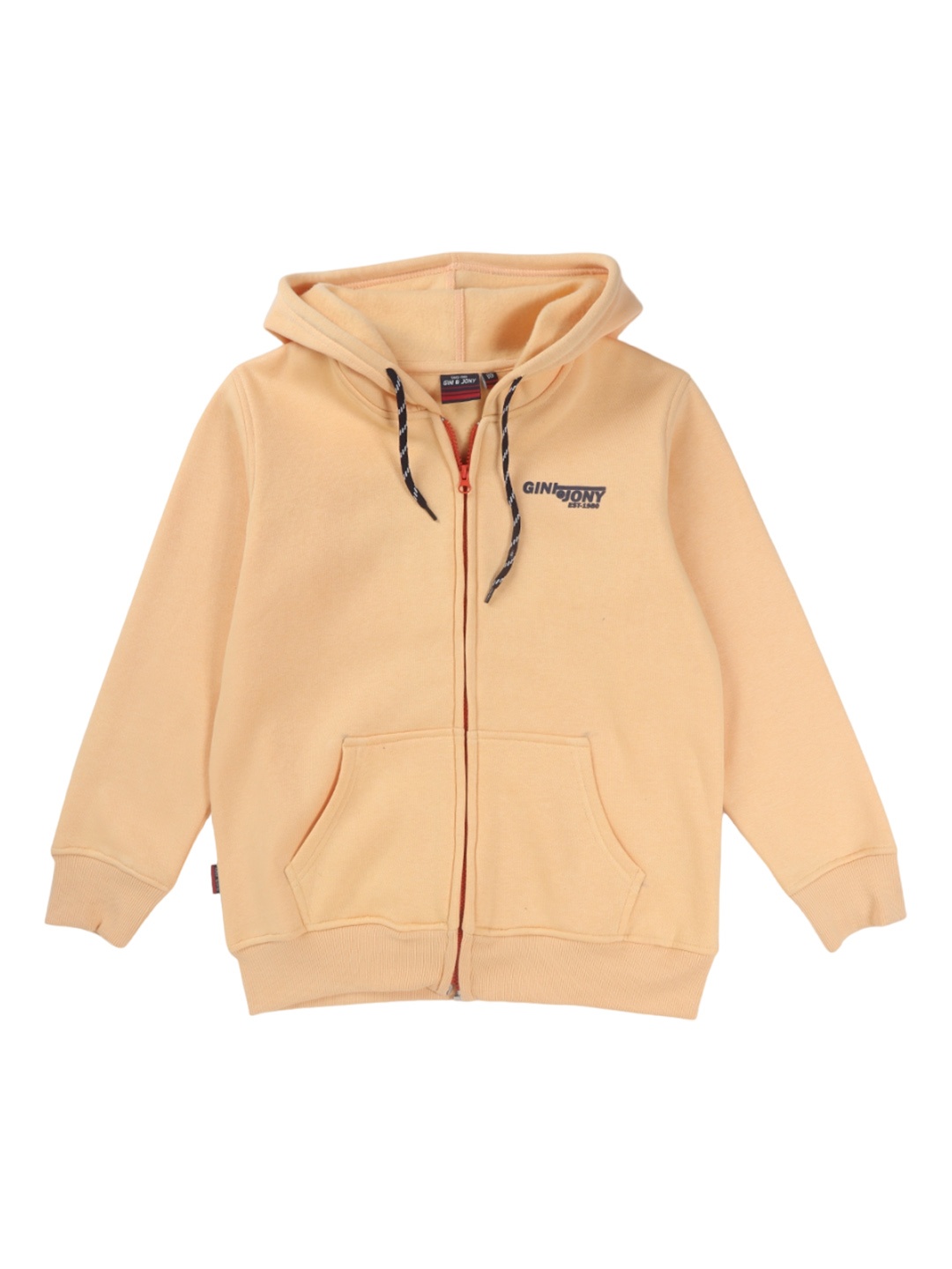 

Gini and Jony Boys Printed Hooded Fleece Bomber Jacket, Orange