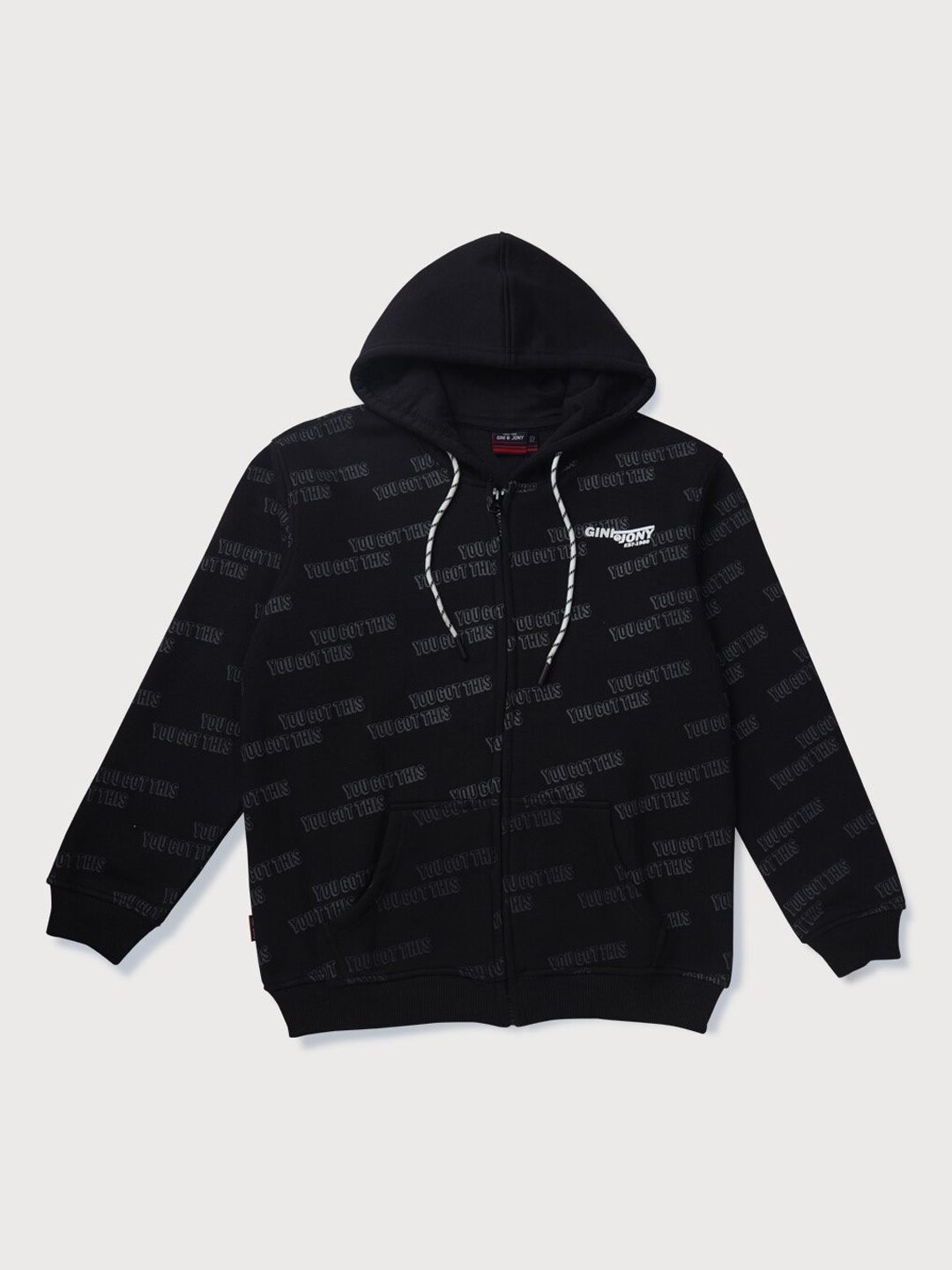 

Gini and Jony Boys Printed Fleece Hooded Bomber Jacket, Black