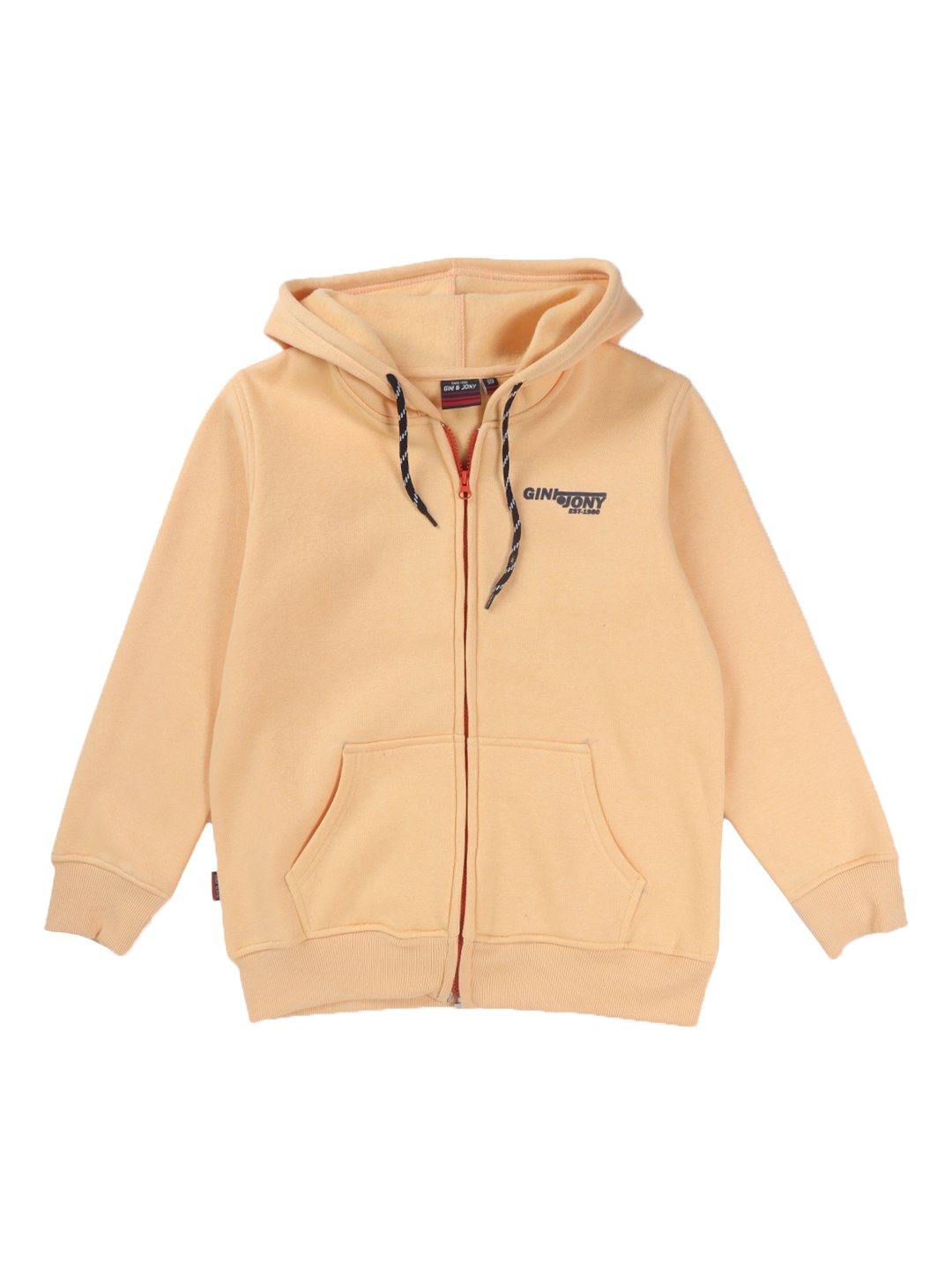 

Gini and Jony Boys Printed Fleece Bomber Jacket, Peach