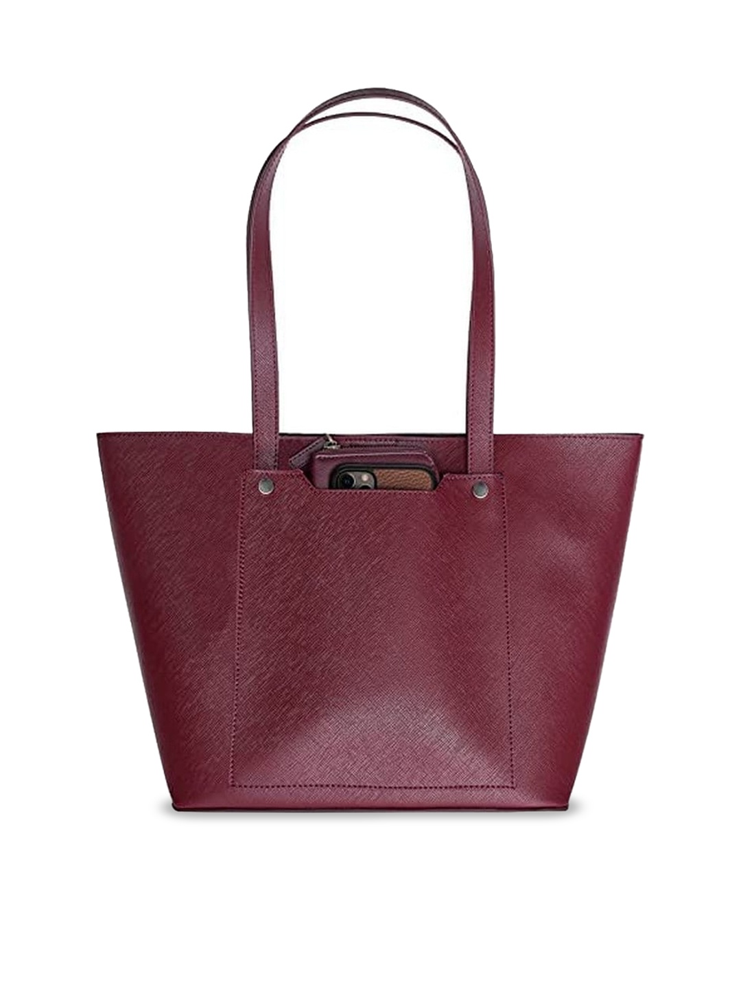 

THE MESSY CORNER Textured Swagger Tote Bag, Maroon