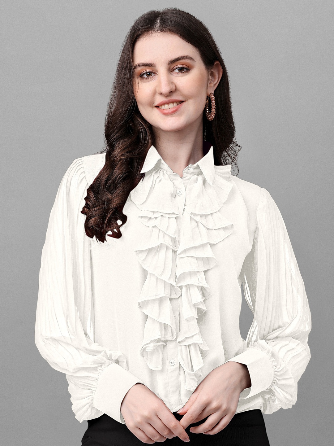 

Urban Luxe Georgette Shirt Style Top, White