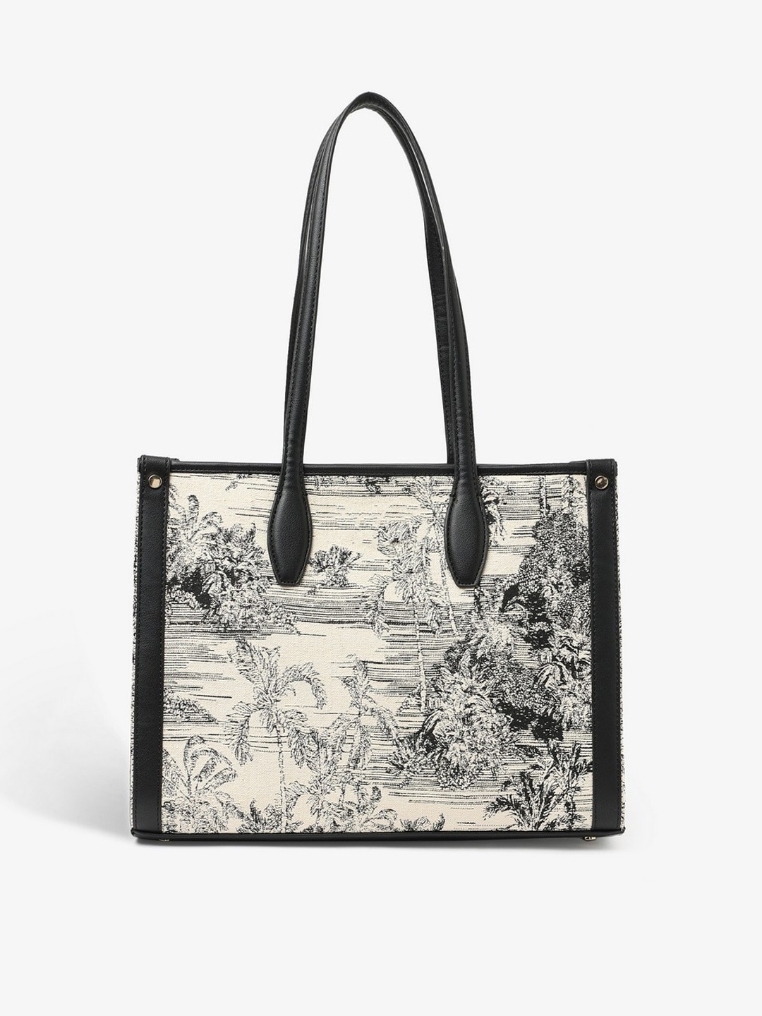 

THE MESSY CORNER Floral Printed Shopper Tote Bag, White