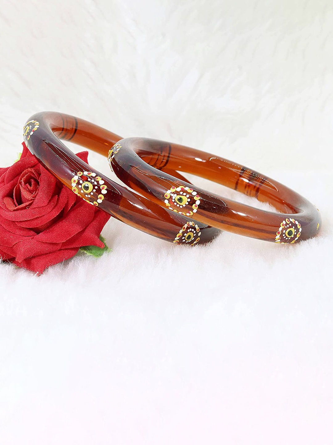 

NMII Set Of 2 Polka Dots Printed Bangles, Brown