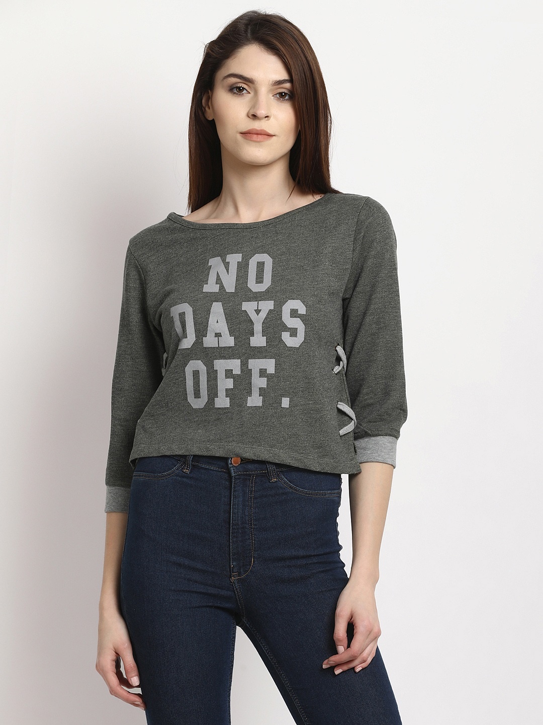 

RARE Women Grey Solid Sweatshirt