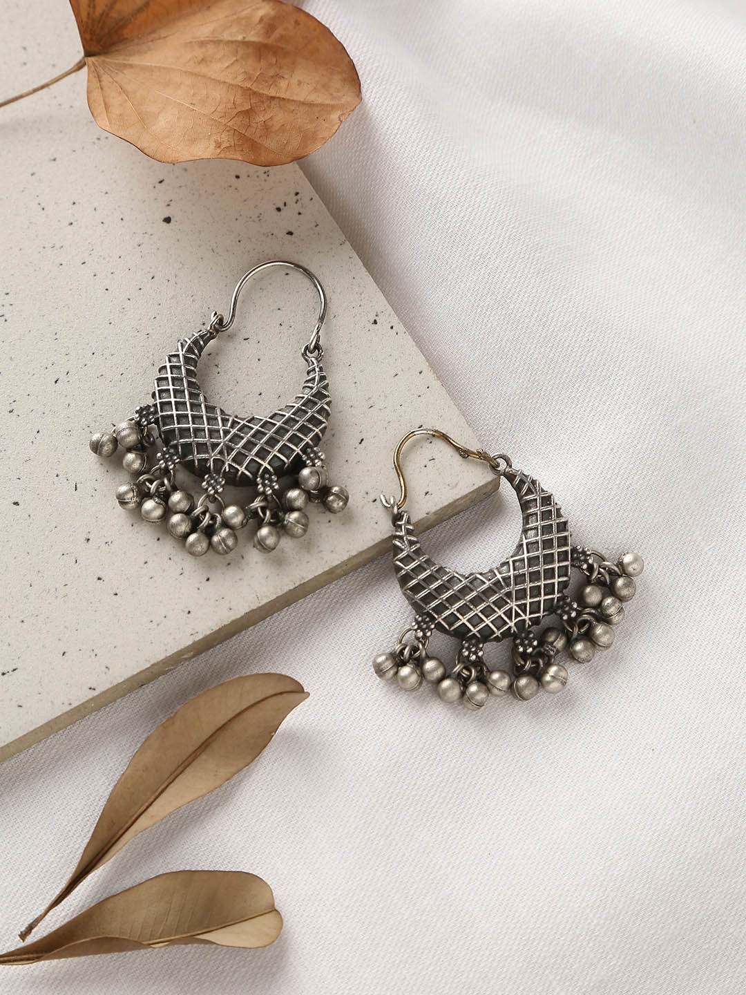 

trueBrowns Oxidised Contemporary Hoop Earrings, Silver