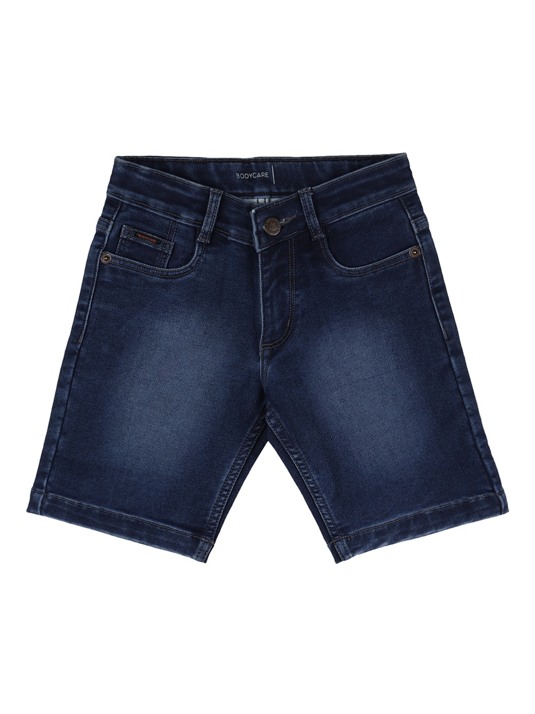 

Bodycare Kids Boys Mid-Rise Washed Stretchable Denim Shorts, Navy blue