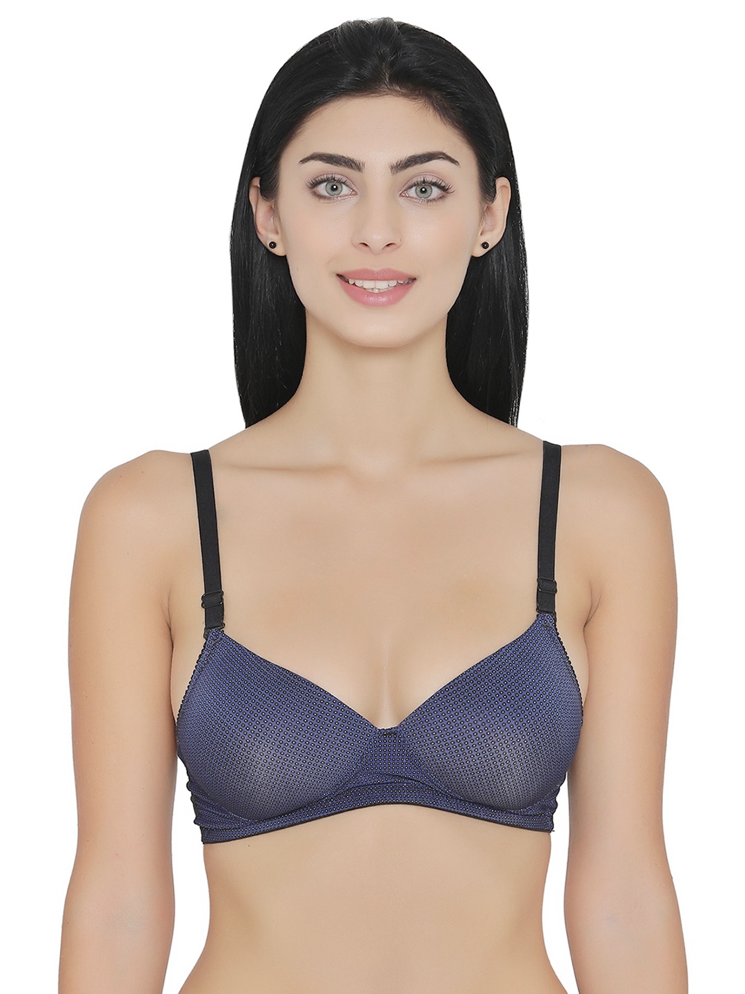 

Clovia Blue Printed Non-Wired Lightly Padded T-shirt Bra BR1062P0836D