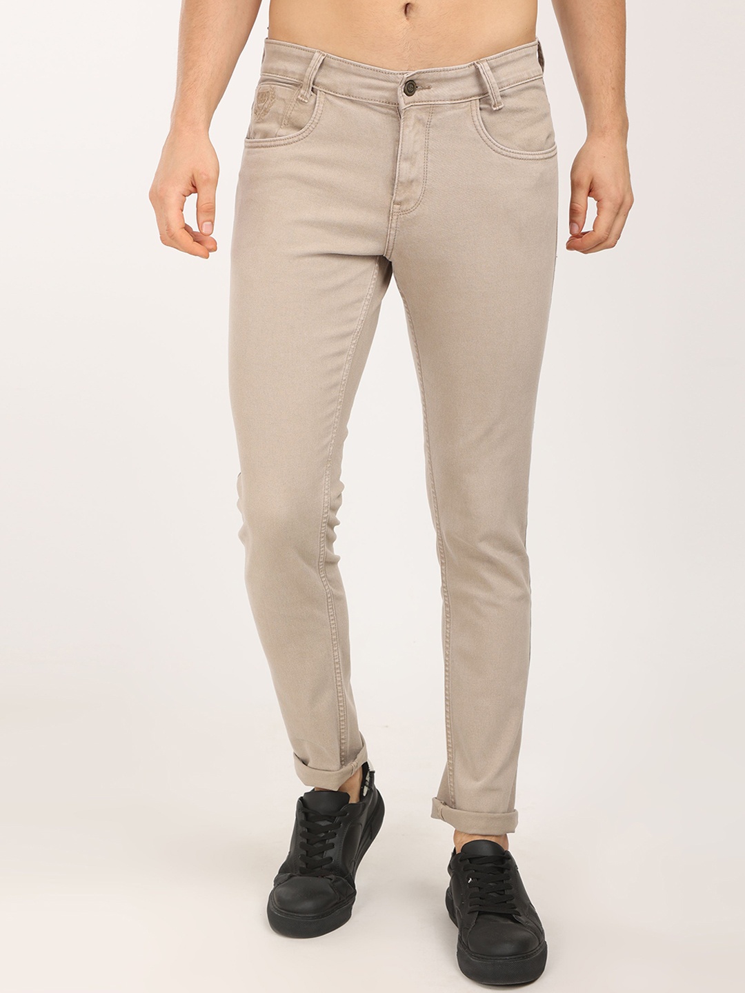 

Jean Cafe Men Jean Mid Rise Slim Fit Pure Cotton Jeans, Khaki