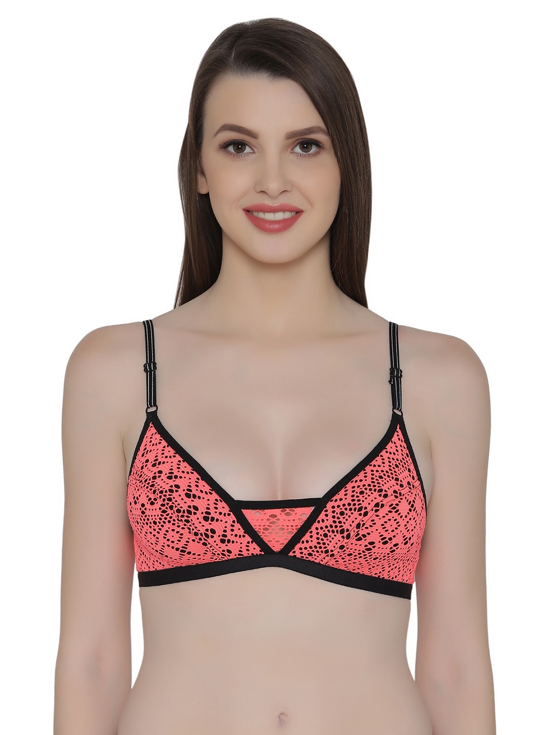 

Clovia Orange Self-Design Non-Wired Non-Padded Everyday Bra BR1170M1632B