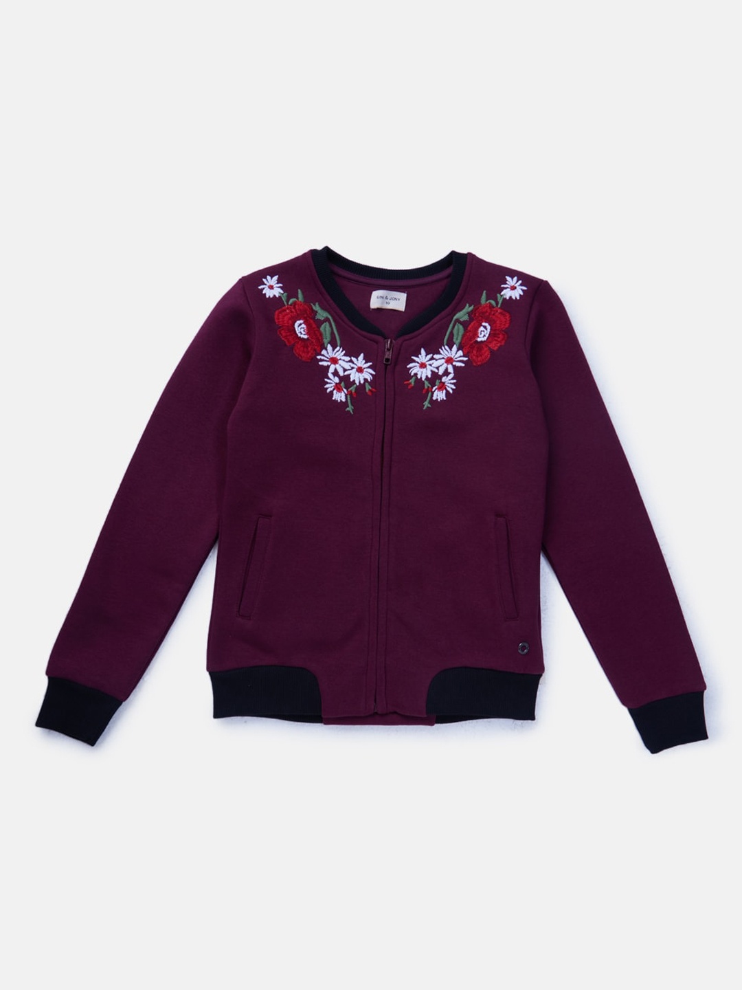 

Gini and Jony Girls Fleece Embroidered Sweatshirt, Burgundy