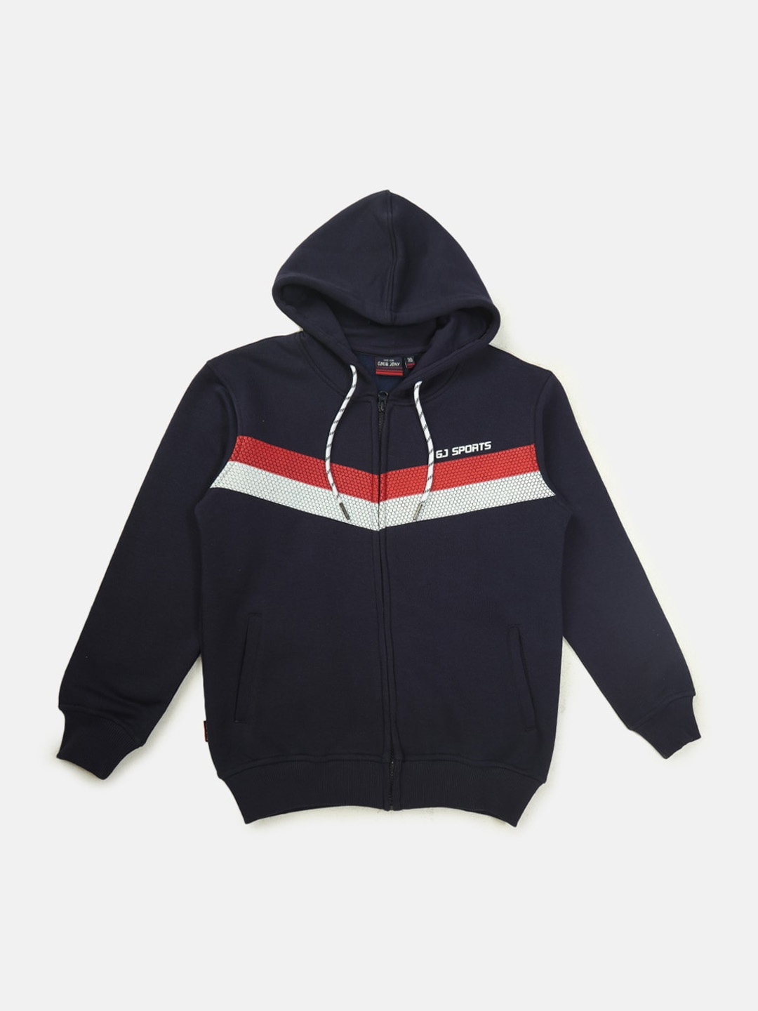 

Gini and Jony Boys Striped Fleece Hooded Front Open Sweatshirt, Navy blue
