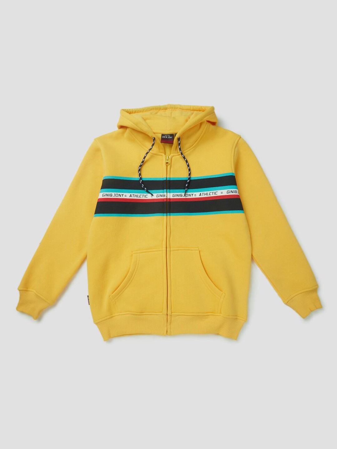 

Gini and Jony Boys Striped Hooded Fleece Bomber Jacket, Yellow