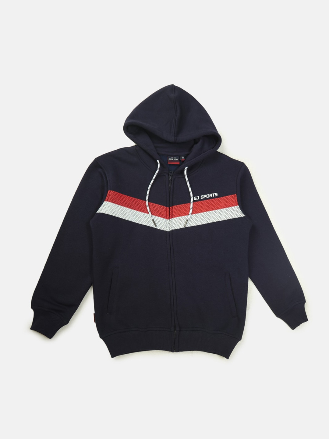 

Gini and Jony Boys Striped Fleece Hooded Front Open Sweatshirt, Navy blue