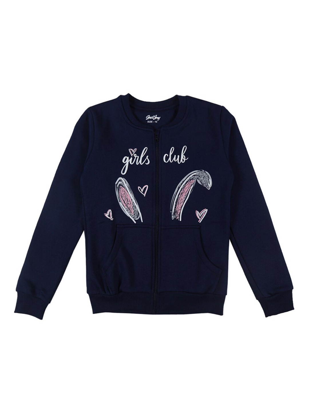 

Gini and Jony Girls Printed Fleece Bomber Jacket, Navy blue