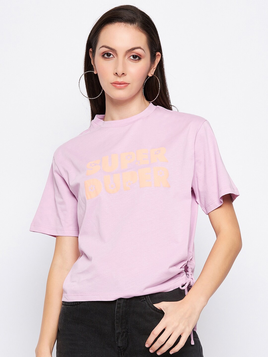 CAMLA Typography Printed Cotton T-shirt, Lavender