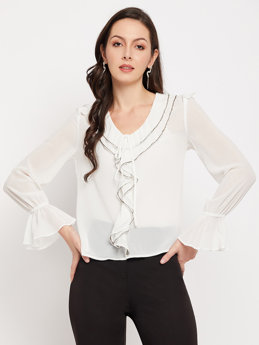 

CAMLA Bell Sleeve Top, White