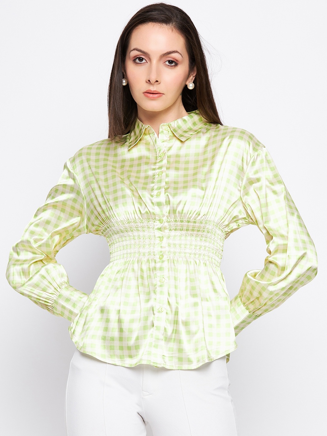 

CAMLA Checked Casual Shirt, Lime green