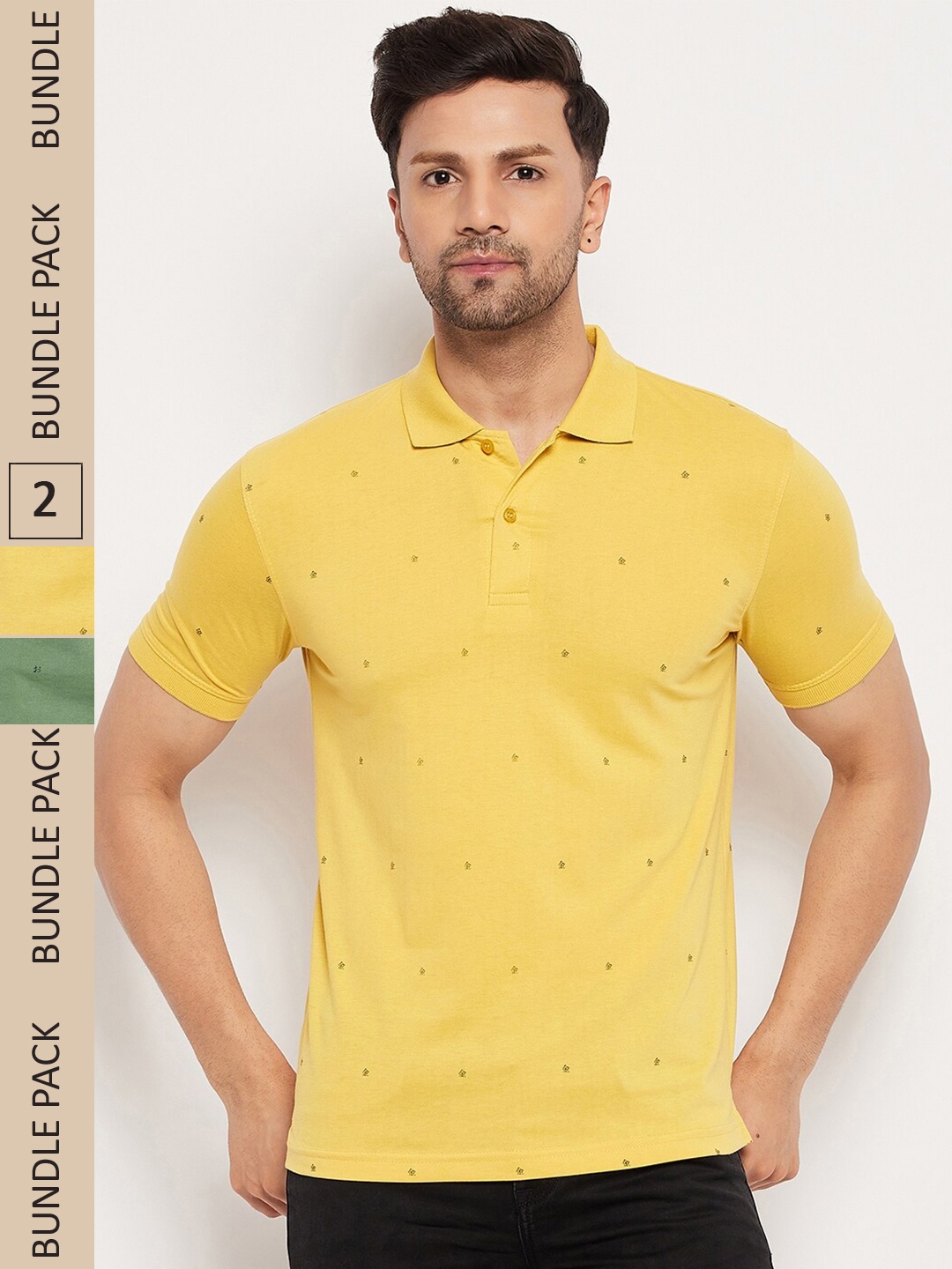 

Okane Pack Of 2 Conversational Printed Polo Collar T-shirt, Yellow