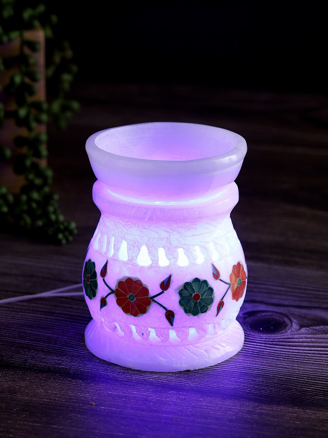 

Aapno Rajasthan White Marble Aroma Oil Diffuser with Inlay work