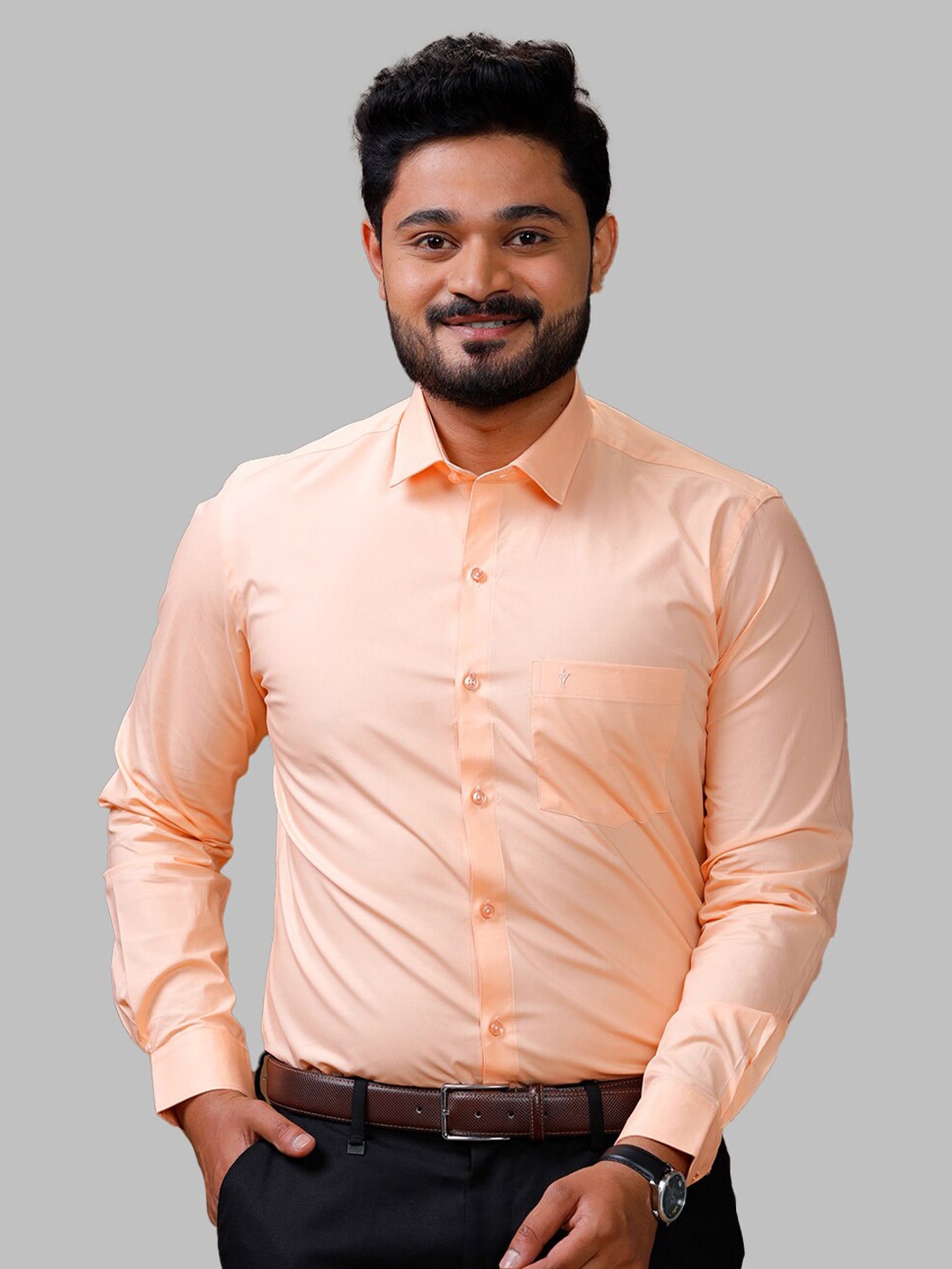 

Ramraj Smart Slim Fit Spread Collar Formal Shirt, Orange