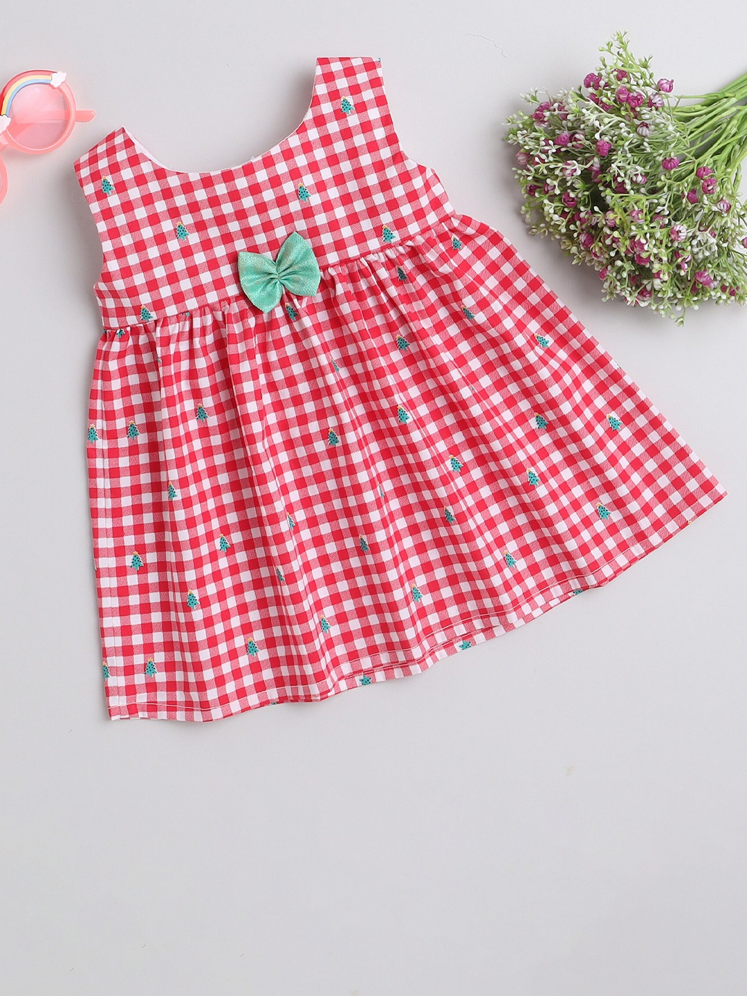 

MANY FROCKS & Checked Fit & Flare Dress, Red