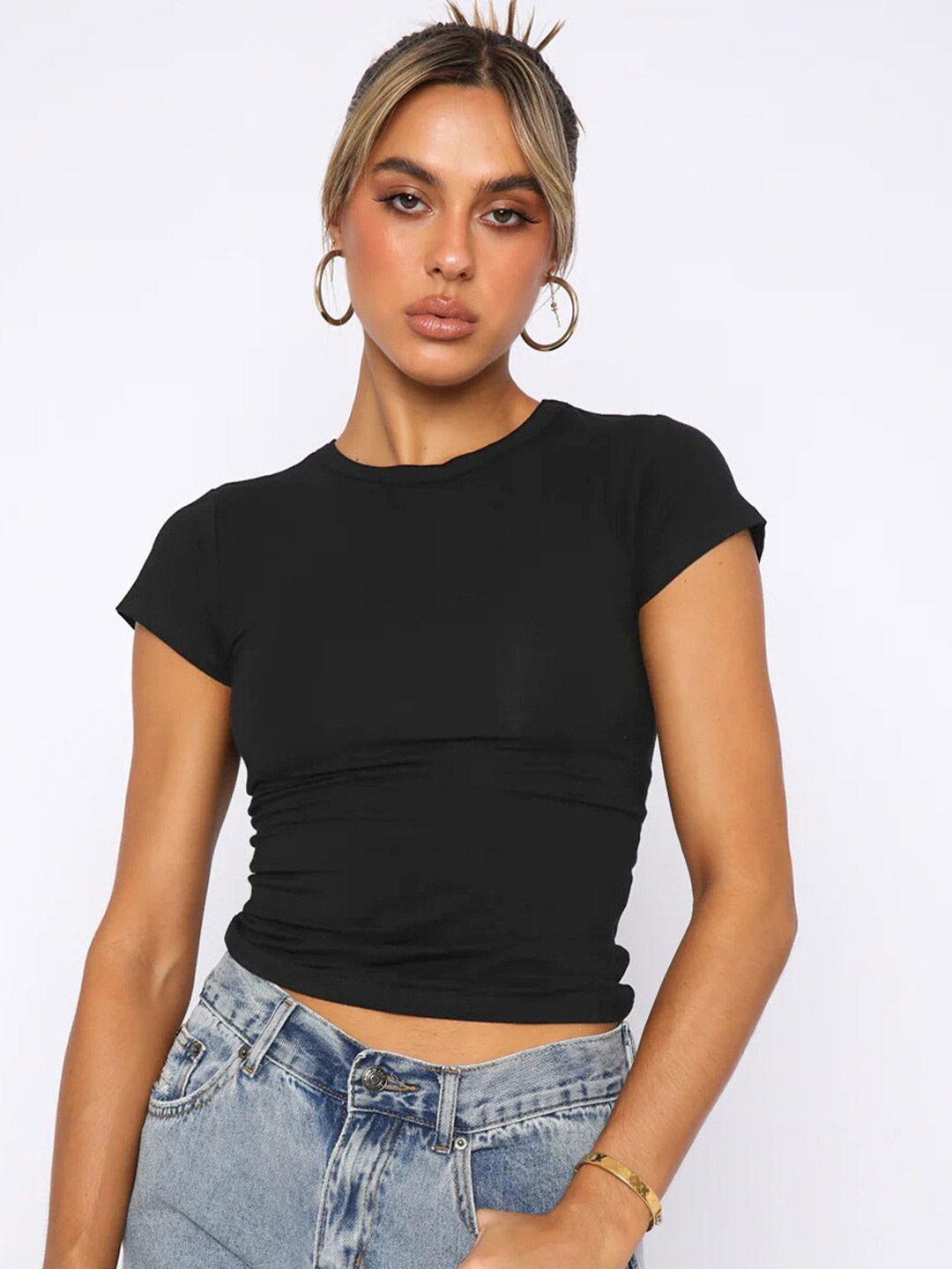 

BoStreet Black Extended Sleeves Top