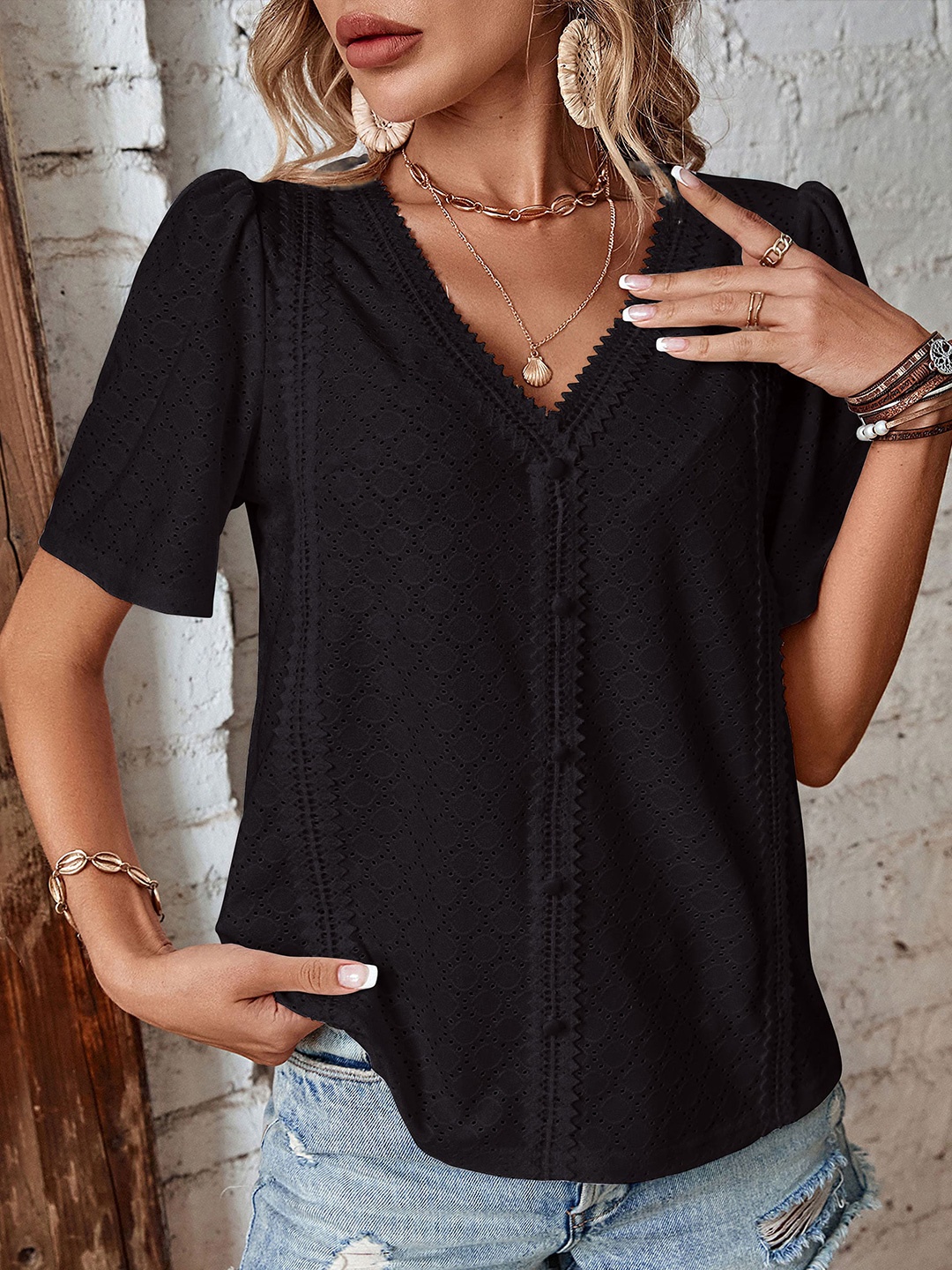 

BoStreet Black Shirt Style Top